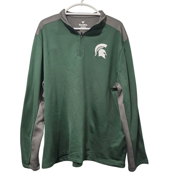Fanatics Michigan State Spartans 2XL Quarter Zip Pullover Green Gray Mens - Picture 2 of 8